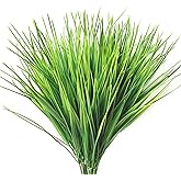 Artificial Plants, Fake Plastic Greenery Faux Shrubs Bushes Wheat Grass Outdoor Window Box Verandah Hanging Planter Decor Indoor Outside Home Garden UV Resistant Wedding DIY Decoration - 4 Pcs