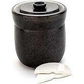 TOMO Fermentation Crock with Weights - Ceramic Sauerkraut Pickling Crock - Stoneware Kombucha Brewing (3L)