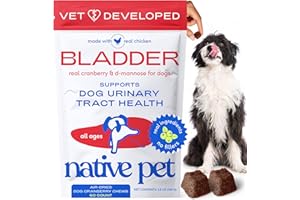 Native Pet Dog UTI Treatment - Cranberry Supplement for Dogs Bladder Control & Kidney Support - Prevent Urinary Tract Infection and Urinary Incontinence - Made with Real Cranberry Extract - 60 Chews