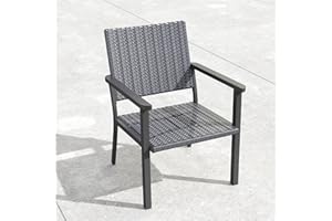C-Hopetree Outdoor Lounge Chair for Outside Patio Porch, Metal Frame, Black All Weather Wicker