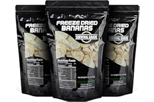 Survival Grocery® Freeze Dried Bananas - Gluten-Free, Unsweetened Banana Chips - Vitamin C & Fiber Rich Snack, Long Shelf Life, Natural Freeze Dried Fruit For Oatmeal, Granola, Smoothies, Baking Or On-the-go Snacking (18 oz./3 Bags)