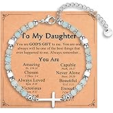 IKIATY Religious Cross Bracelet for Women Girls, Christian Gifts for Daughter Granddaughter Sister in Christ Friend Niece on Birthday Christmas Easter Valentines Day Graduation
