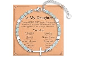 IKIATY Religious Cross Bracelet for Women Girls, Christian Gifts for Daughter Granddaughter Sister in Christ Friend Niece on Birthday Christmas Easter Valentines Day Graduation
