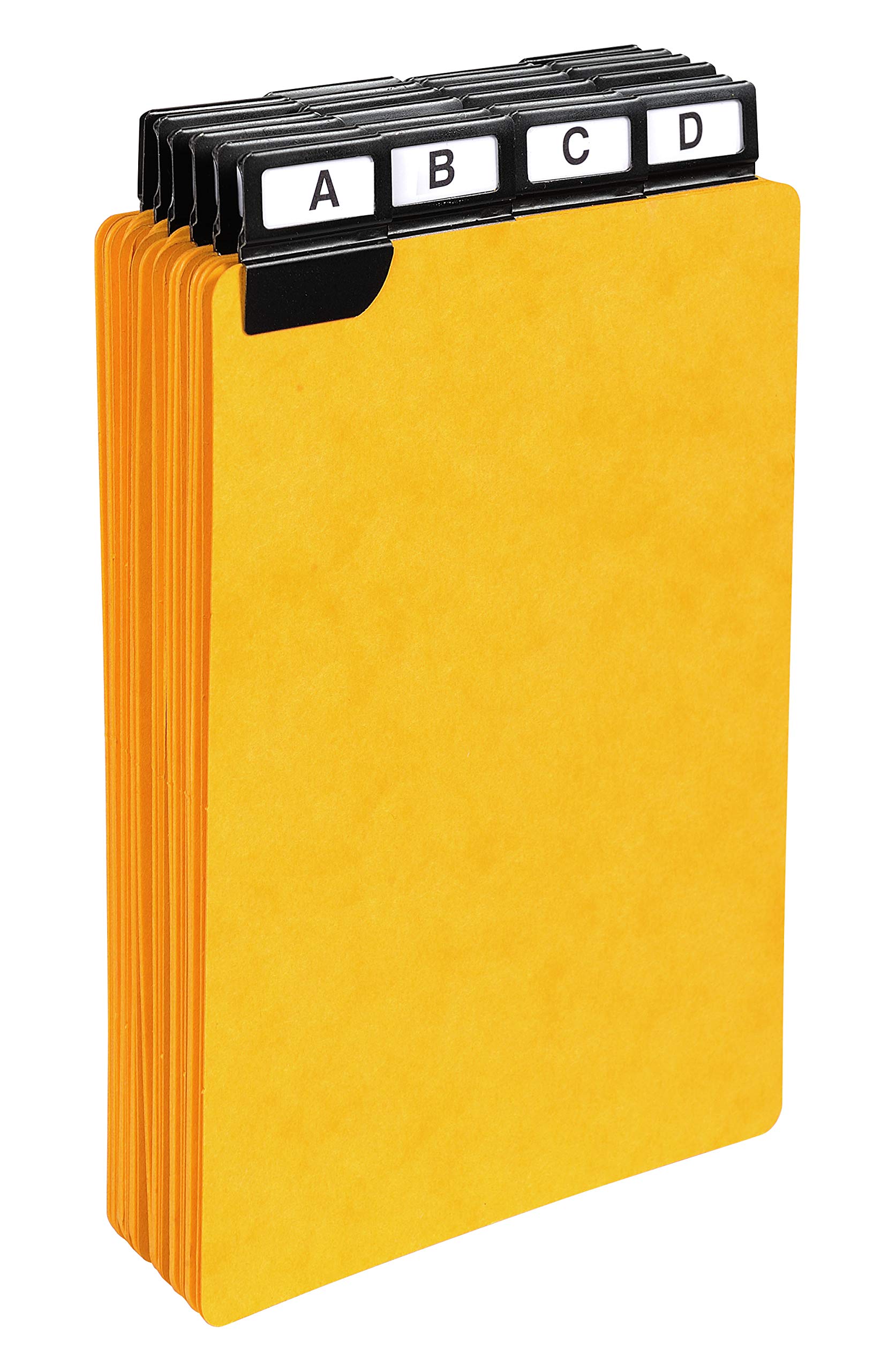 Exacompta - Yellow A6 Record Card Inserts - 24 Tabbed Parts, Metallic Black Tabs, 425gsm Card, 148 x 105mm, Portrait