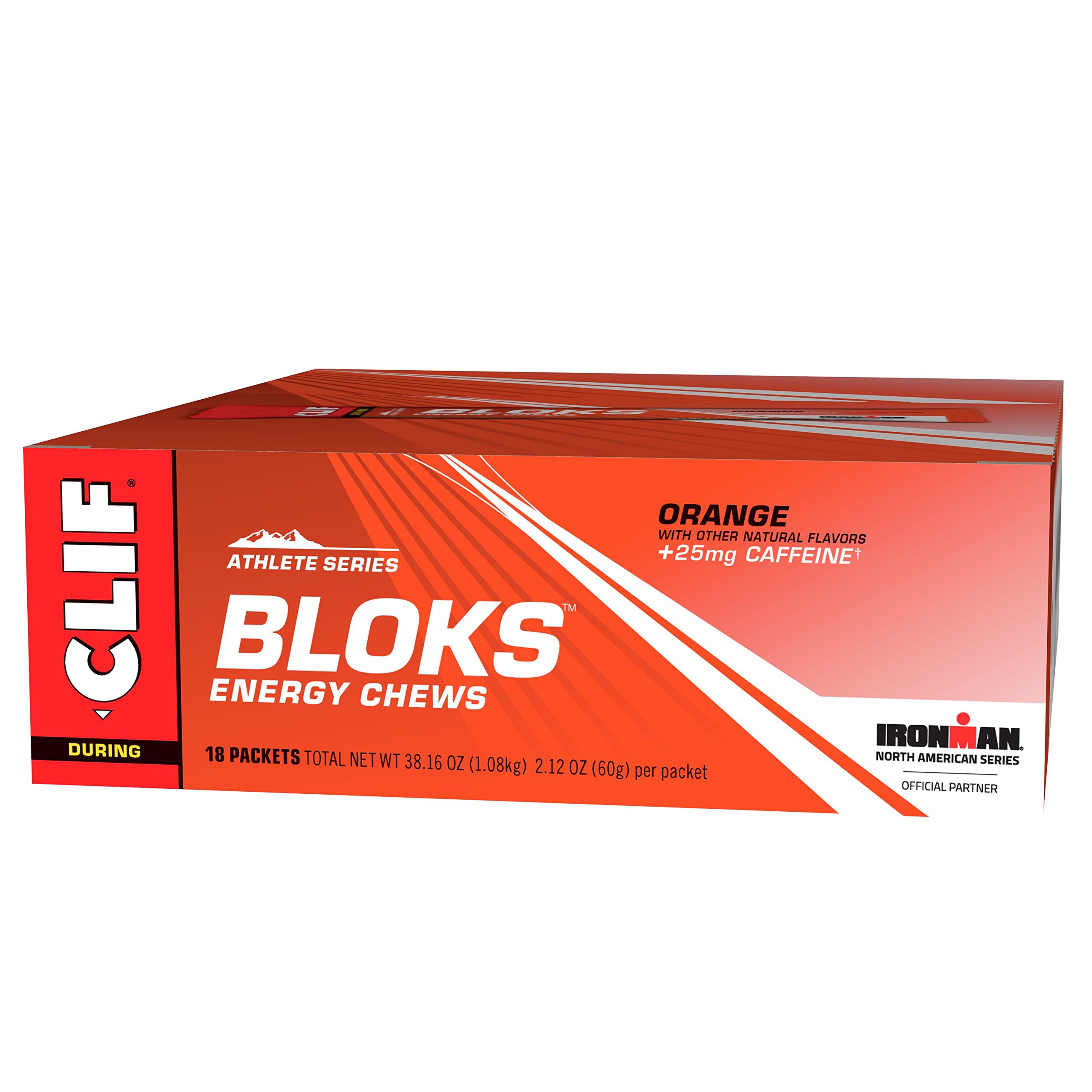 CLIF BLOKS - Energy Chews - Orange - With Caffeine (2.1 Ounce Packet, 18 Count)