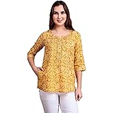 ladyline Womens Casual Cotton Tunic Top - Ethnic Printed Embroidered Jaipuri Short Kurti Kurta Indian