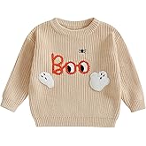 Toddler Baby Boys Girls Halloween Sweater Knitted Pumpkin Embroidered Pullover Sweatshirt Fall Winter Clothes