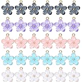 Tupalizy 30PCS Mini Flower Charms Gold Enamel Cherry Blossom Pendants Decor for Bracelets Necklaces Earrings Jewelry Making Findings Purse Keychains DIY Crafts Handmade Gifts Accessories, Mixed color