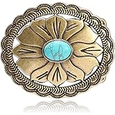 HLYMPONY Western Belt Buckle for Men Vintage Cowboy Rodeo Turquoise Belt Buckles for Women