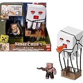 Mattel Minecraft Action Figure Set, Blast Attack Ghast | Action Figure Blast Attack Ghast with Lights, Sounds, Launcher &amp; Projectile, Plus Piglin Warrior Inspired by the Movie