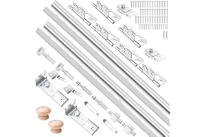 DistancePower 30IN Bi-fold Door Track Kit, 2Kit White Bi-fold Door Hardware Closet Door Track Repair Tool Kit Included Full Accessories