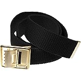 Jackster USMC Web Belt &ndash; Marine Corps Style Canvas Belt with Brass Buckle, Adjustable 54&rdquo;, Made in USA