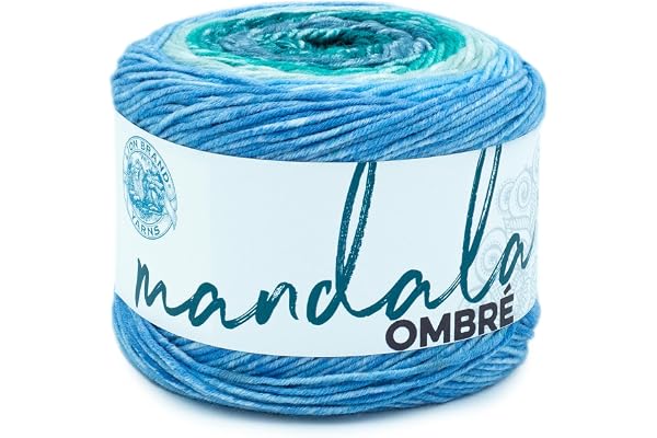 Lion Brand Yarn, Mandala Ombré Yarn, Mantra, Blue Multicolor, 1 Pack | Variegated Yarn for Crochet, Knit, Crafts, Soft, Acrylic Fiber for Blankets, Worsted Weight Sweaters, Colorful Shawls