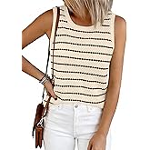 NALANISA Women's Trendy Tank Tops 2026 Crochet Summer Spring Striped Sweater Vest Casual Loose Sleeveless Knit Shirts Clothes