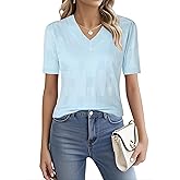 Ninedaily Women's Tops Short Sleeve Sweater Knit T-Shirts Dressy Casual Blouses
