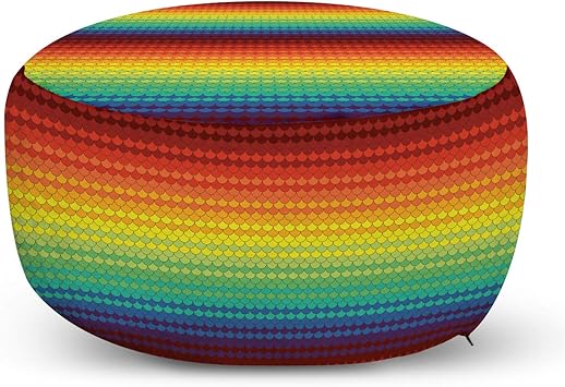 ambesonne fiesta ottoman pouf colorful scale pattern snake and dragon skin abstract composition rainbow inspired decorative soft foot rest with