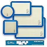 Silicone Baking Mats Set of 5-2 Half Sheets + 1 Quarter + 1 Round & 1 Square Silicone Mats for Baking - Nonstick Silicone Bak