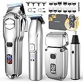 Jack & Rose Hair Clippers for Men Set Professional, Cordless Men Hair Trimmer, Electric Shavers, Barber kit, 4 in 1,LED Display, for Nose, Body, Bald Head