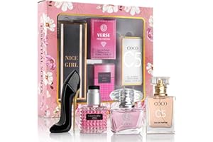URBAN COLLECTION Essential 4 PC Mini Perfume Set, Birthday Gift Set for Women, Eau De Parfum 30ml Each, Vanilla Perfume & Floral Fragrance, Long-Lasting Travel Size, C5, Verse Pink Crystal, Nice Girl & Valentine