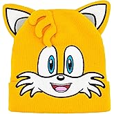Sonic The Hedgehog Adult Beanie Hat, Tails The Fox Acrylic Knitted Winter Hat with Ears, Orange, One Size
