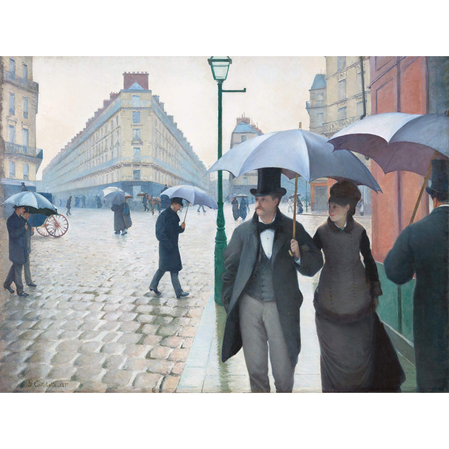 Fine Art Prints Caillebotte Paris Street Rainy Day Impressionist Umbrella Painting Large Wall Art Print Canvas Premium Mural, 18 x 24 inches