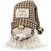 LOCKASEN Coffee Gnome - Cute Plush Gnome Holding Cup, Handmade Bar Decor & Accessories, Gift for Coffee Lovers, Swedish Tomte Elf Dwarf for Station, Kitchen, Valentine, Christmas & Home Decorations