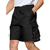 Menoio Men's Cargo Shorts Casual Elastic Waist Outdoor Relaxed Fit Work Shorts with Multi Pockets