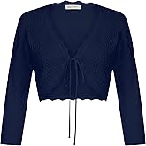 GRACE KARIN Y2K Bolero Summer 3/4 Sleeve Cardigan Cropped Open Front Shrug 2024 Sweater Women Navy Blue