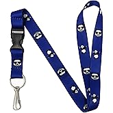 Vinylcation Panda Bear Lanyard Keychain and ID Holder with Detachable, Breakaway Buckle for Keys or Badge | Durable Blue Polyester | Reversible Bear Novelty Necklace