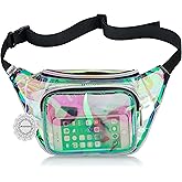 Shiny Neon Fanny Bag for Women Rave Festival Hologram Bum Travel Waist Pack (Clear Iridescent)