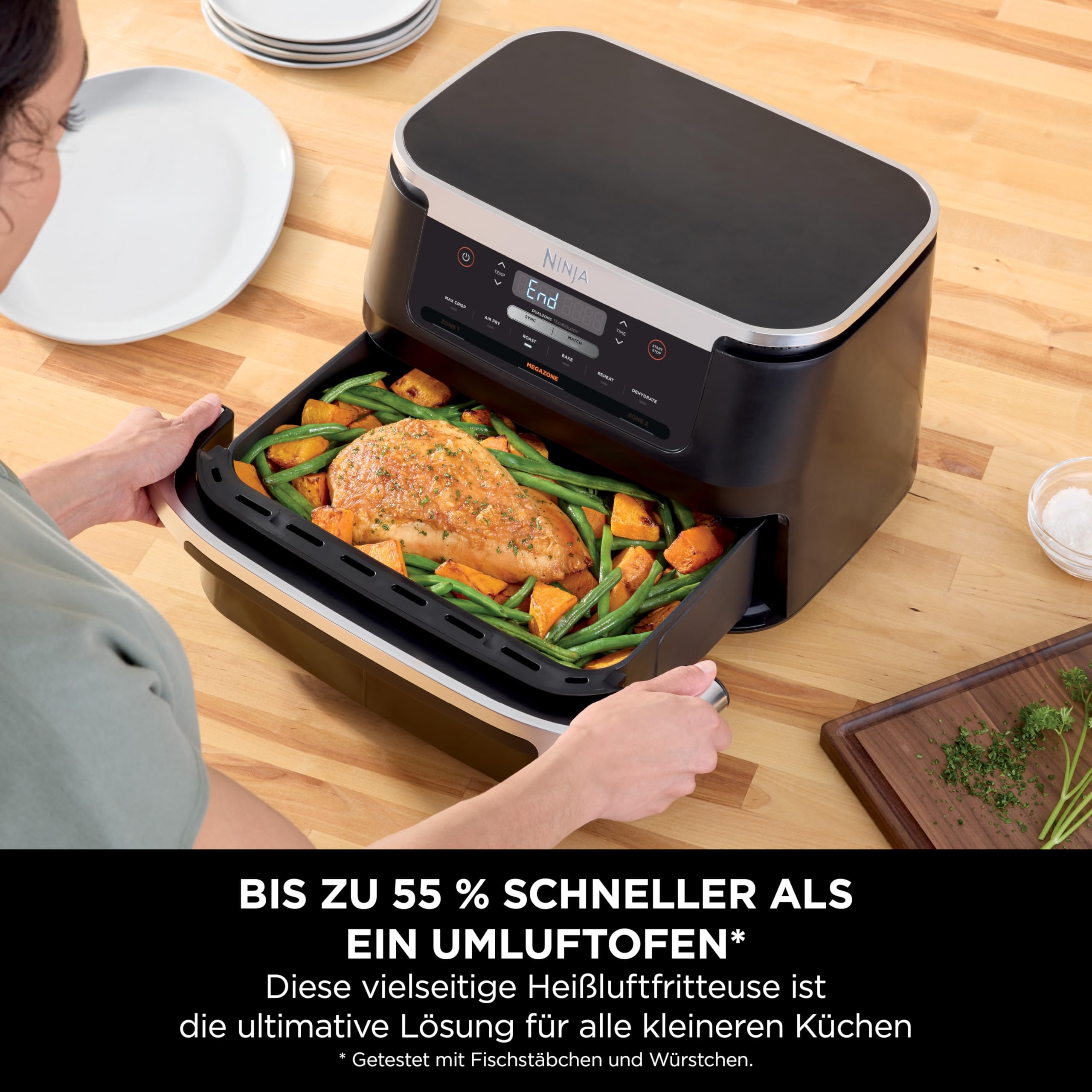 Ninja FlexDrawer Heißluftfritteuse (6 Liter), Dual Zone Air Fryer AF550EU 4