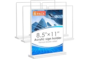 Acrylic Sign Holder 8.5 x 11 Vertical Clear Signs Display Stand Double-Sided Plastic Flyer Holder Stand for Restaurant Office