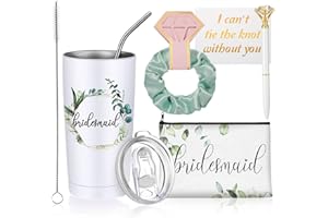 5 Pcs Wedding Proposal Gift Set Including 20 oz Tumbler Bachelorette Makeup Bag Hair Scrunchies Hair Ties Card Crystal Diamon