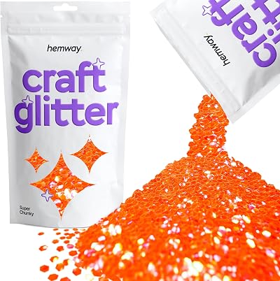Hemway Fluorescent UV Neon Peach Glitter 100g Super Chunky Craft Glitter