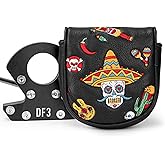 Golf Mallet Putter Cover, Sugar Skull Magnetic Closure Headcover Premium Leather Golf Club Head Covers Fits Golf DF3 Putter, Mallet Putter Headcover