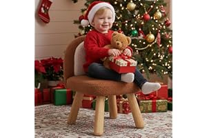 DAYARUS Kid Chair, Children Chairs Comfy Kids Table Chair, Wood Child Couch Sofa, Soft Kid Reading Chair, Boy Girls Desk Chairs for Gifts, Kids Armless Chair with Arched Back for Playroom, Brown