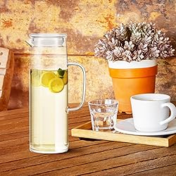 Hsei 2 Sets Glass Pitcher with Lid, 50 oz / 1500 ml