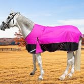 1200D Fall Horse Turnout Sheet (0g No Fill) Horse Blanket,Hot Pink 69'' | Ripstop Waterproof&amp;Breathable Shell,Reflective Design,Soft Lining 0g(No Fill)Horse Blanket for Fall&amp;Cold Weather