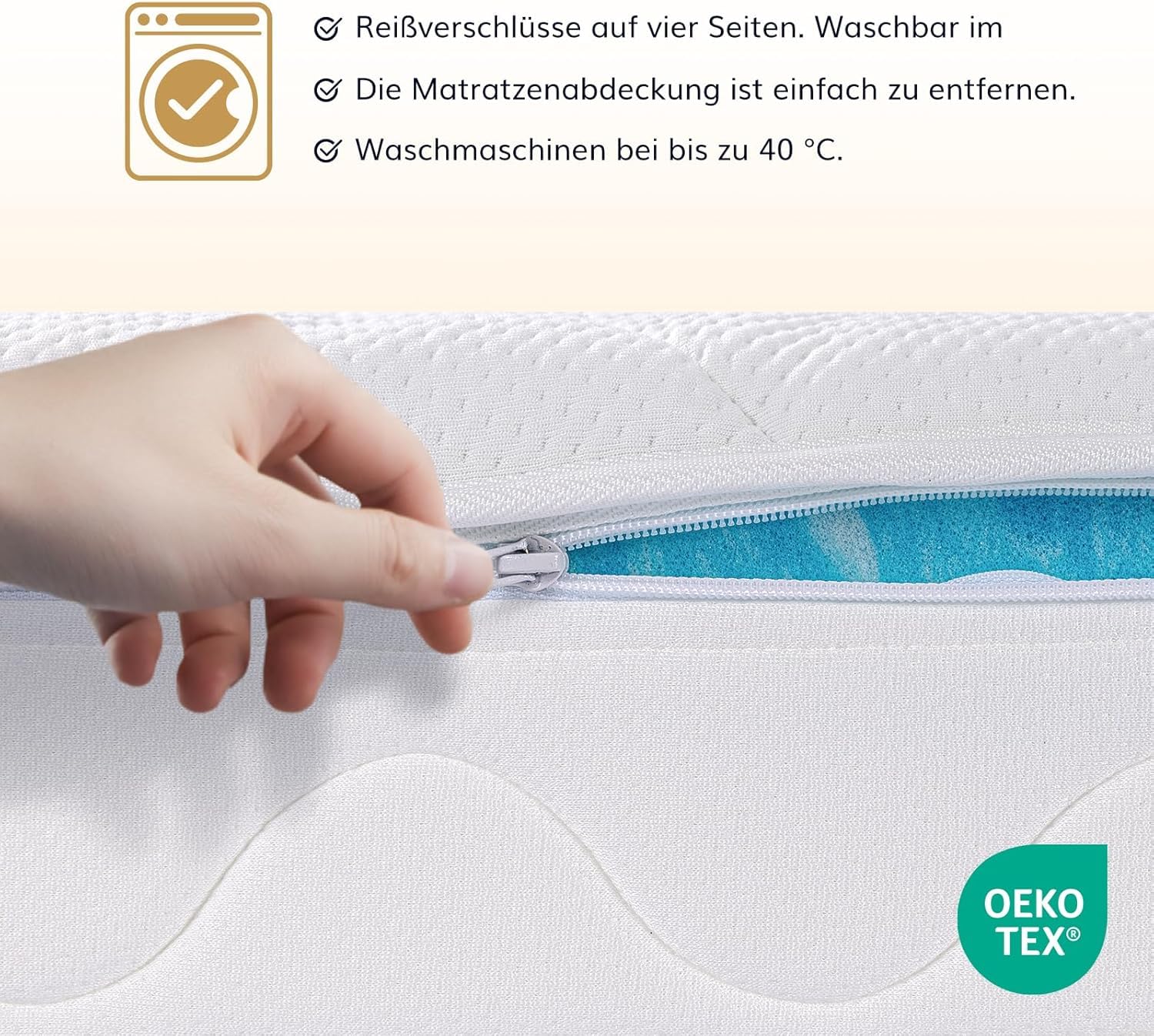EGO Home Matratze 160x200-23 cm H3 7-Zonen Kaltschaummatratze mit Viscoschaum,Ergonomisch,Weich & Druckentlastend,Atmungsaktiv,Bezug Waschbar, Öko-Tex Zertifiziert 4