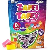 Zaffi Taffy Clean Teeth Chewy Candy, Natural Fruit Flavors, 3 oz | Zero sugar, dentist-approved soft candy; great for kids, diabetic &amp; keto diet; dye-free