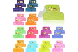 Outus 24 Pieces Monthly Tabs for Planner Adhesive Monthly Planner Tabs Stickers Colorful Neutral Metallic Stickers Designer Accessories Decorative Adhesive Index for Office Study