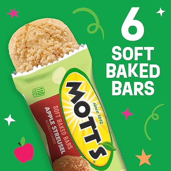 MOTT’S SOFT BAKED BARS, APPLE STREUSEL, MADE WITH APPLESAUCE, 6 CT, 5.76 OZ
