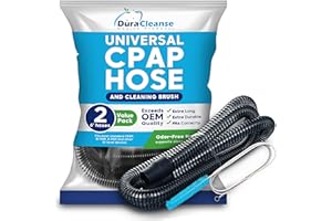 2-Pack Universal CPAP Hose - 6ft CPAP Tubing Compatible with Most Machines- 22mm Replacement Hoses in Black with Tube Brush by DuraCleanse