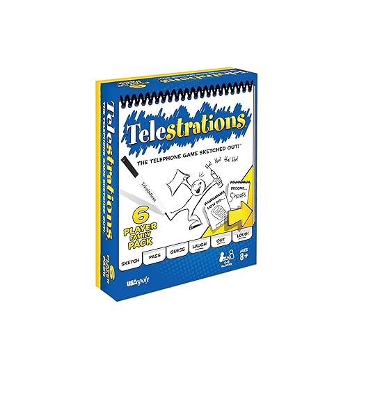 USAOPOLY TELESTRATIONS ORIGINAL 6 PLAYER | FAMILY BOARD GAME | A FUN FAMILY GAME FOR KIDS AND ADULTS | FAMILY GAME NIGHT JUST GOT BETTER | THE TELEPHONE GAME SKETCHED OUT