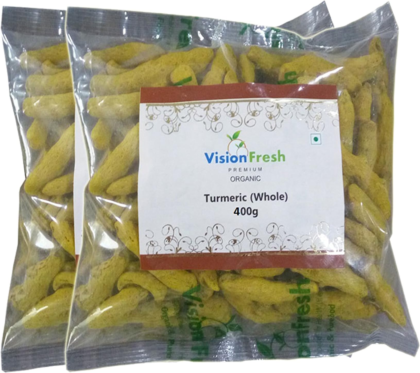 Vision Fresh Organic Turmeric (Whole Haldi) - 800 Gram - Pack of 2 (400 Gram Each)