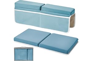 UNIKOO Bath Kneeler and Elbow Rest Pad Set, Comfortable Bath Kneeler with Arm Support and Pockets, Non-Slip Bathtub Kneeling Pad for Baby Bathing, Quick Drying Mat Cushion Painless Memory Foam
