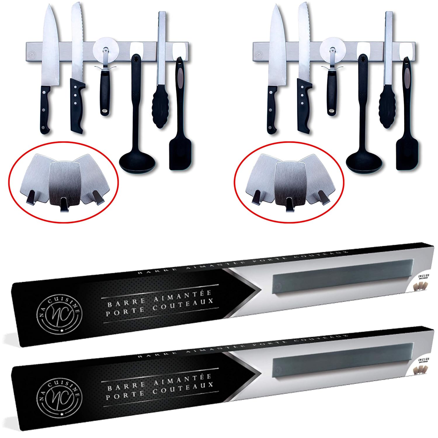 Cuchillos Barra Magnética para Cuchillos de 40 cm Incluye 3 Ganchos