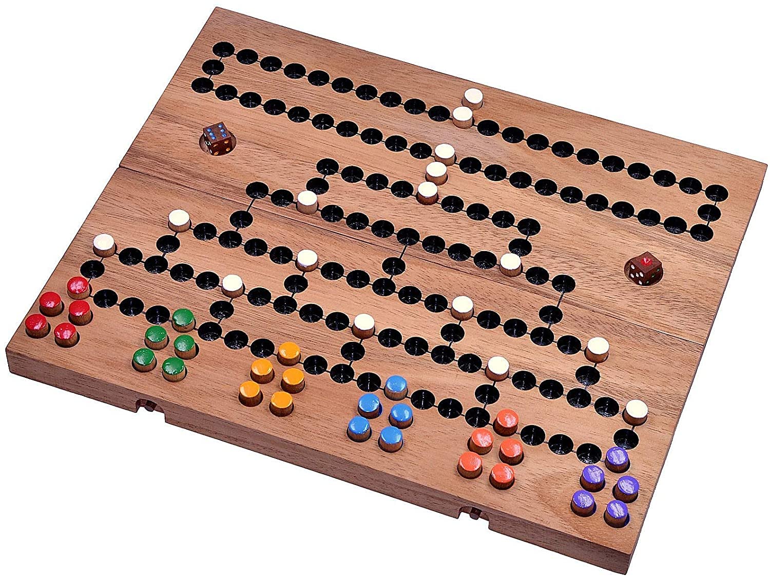 LOGOPLAY Blockade for 2 to 6 Players - Dice Game - Strategy Game - Board Game - Wooden Board Game with Folding Board