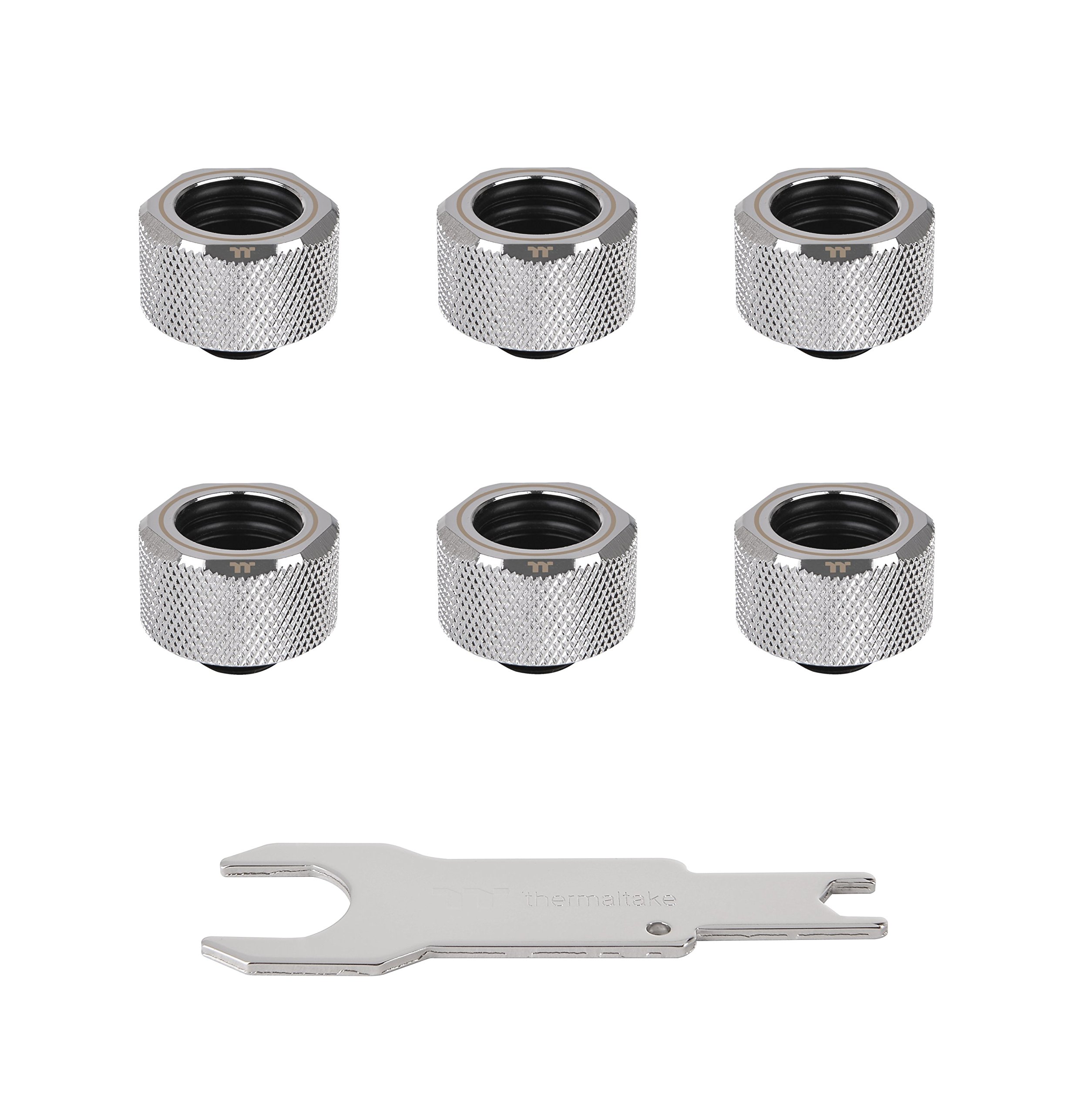 Thermaltake Pacific Chrome C-Pro G1/4 PETG 16mm OD Compression Fitting 6 Pack CL-W213-CU00SL-B