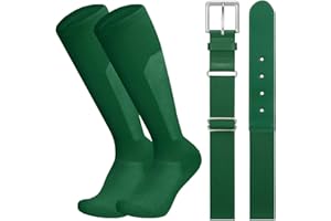 LEACOOLKEY Baseball Belt and Socks Combo Set Breathable Softball Socks and Elastic Belt for Youth Adult
